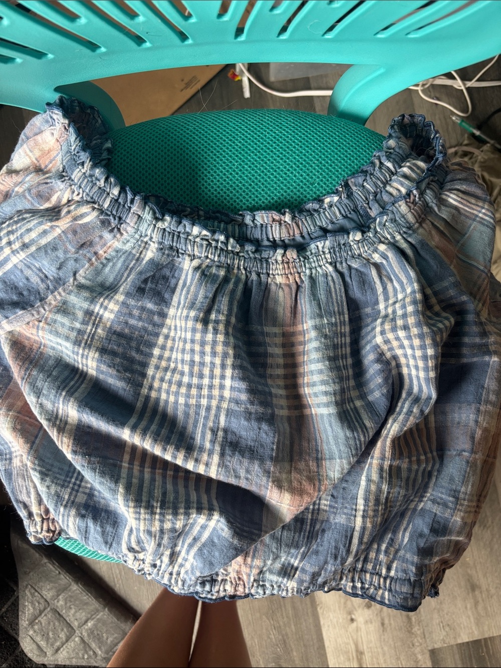 American Eagle Outfitters Blue Plaid Crop Top